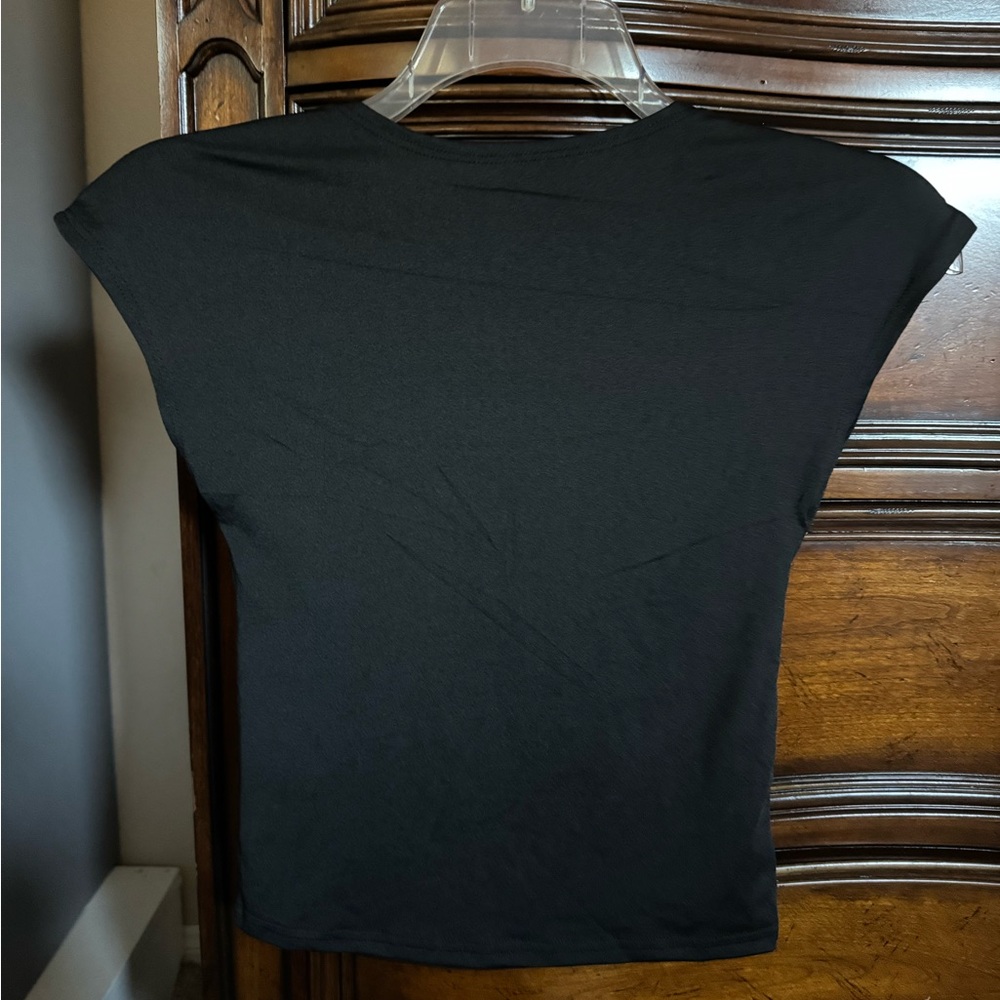 Backless Black Short Sleeve Top